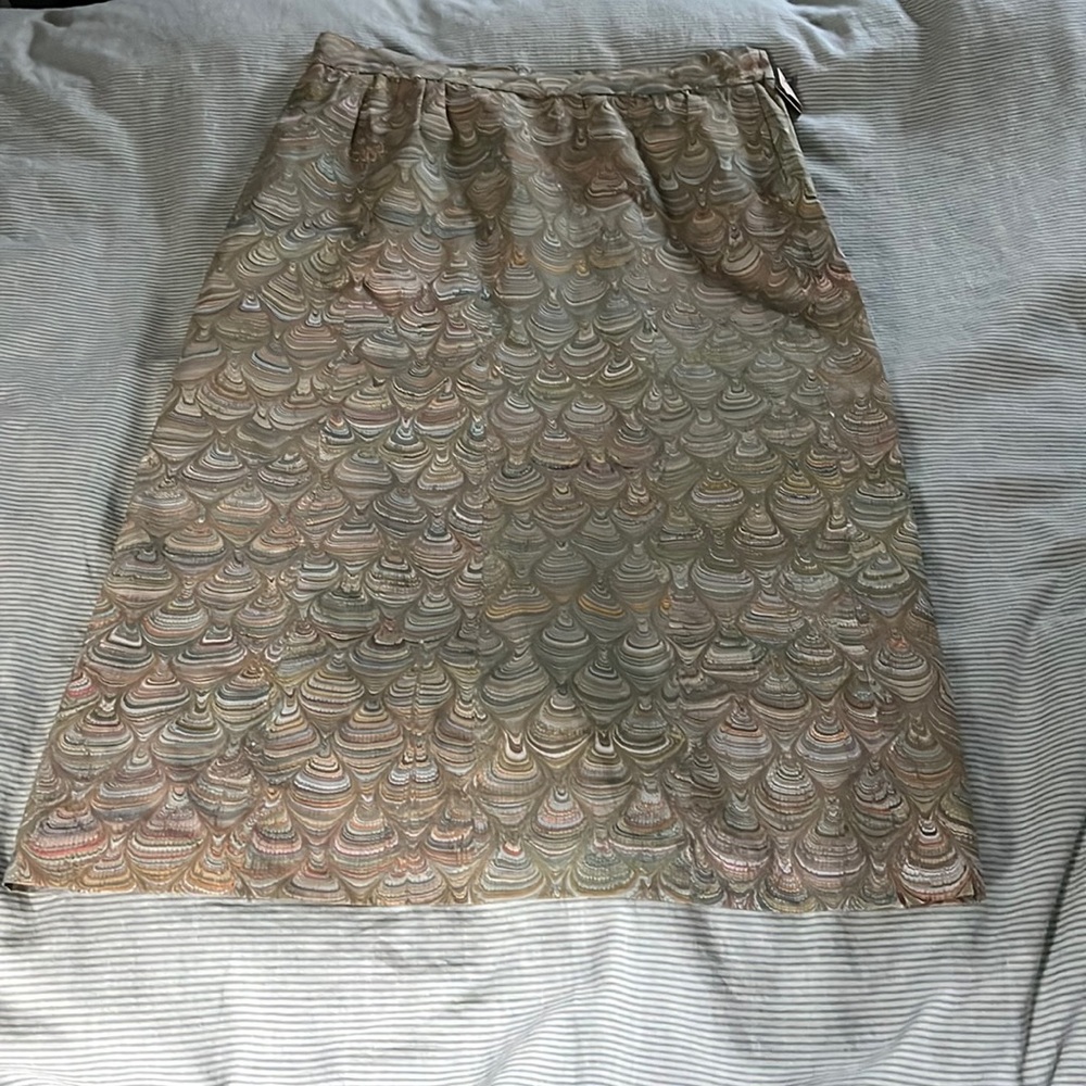 Abstract vintage print midi skirt in earth tones